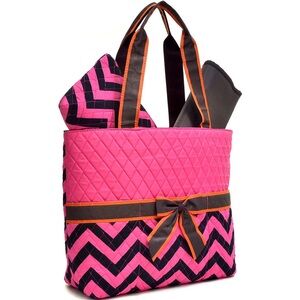 NWT- Rosen Blue Chevron Print 3- piece Diaper Bag Set